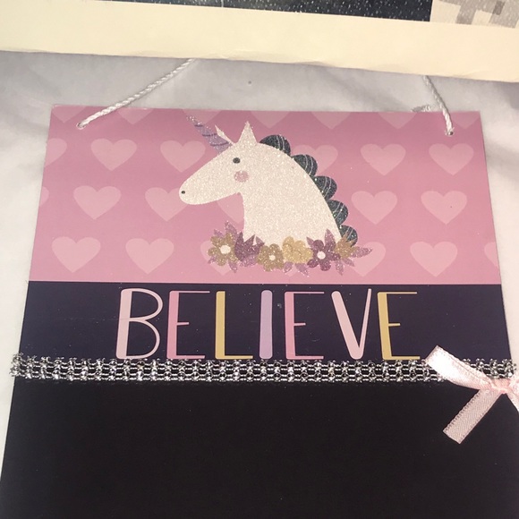 Unicorn "Believe" Hanging Write On Chalkboard - Picture 13 of 13